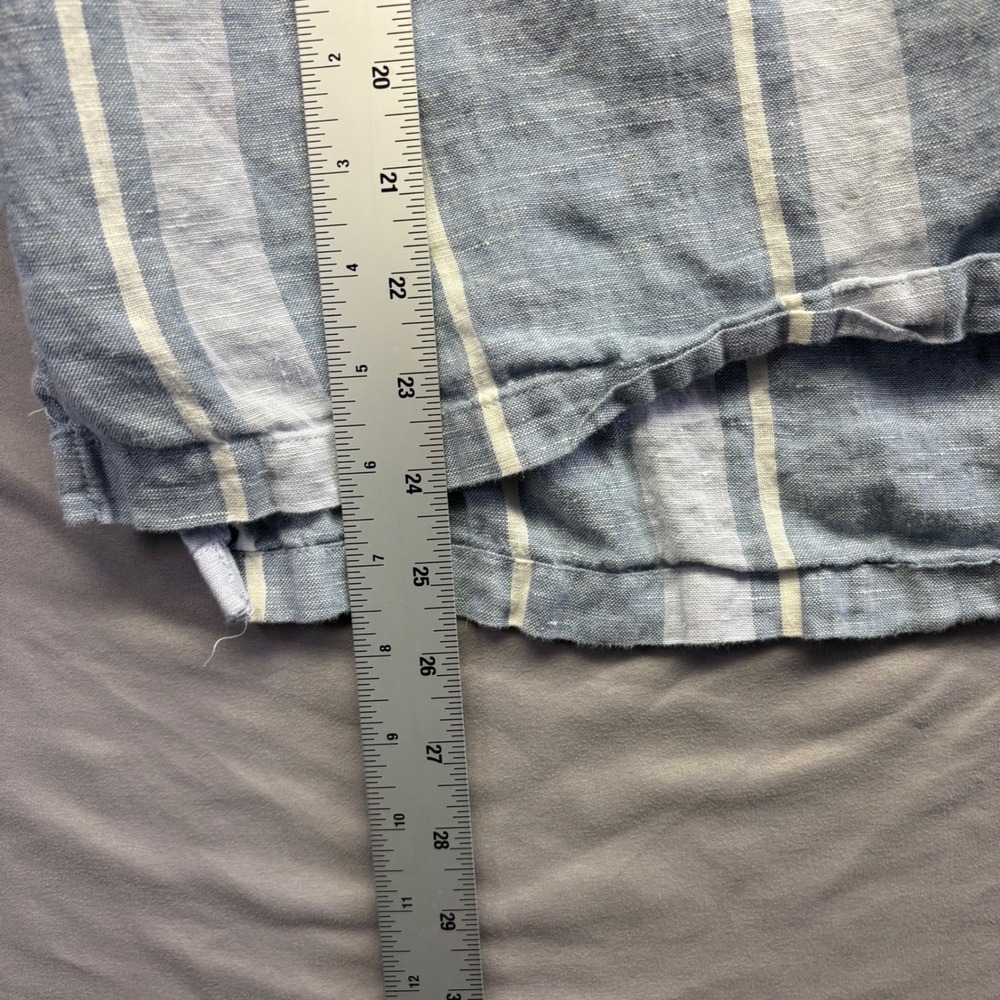Ellen Tracy Linen Tank Top Blue White Striped Sleeveless Blouse Back Zip Mens L - Picture 4 of 8